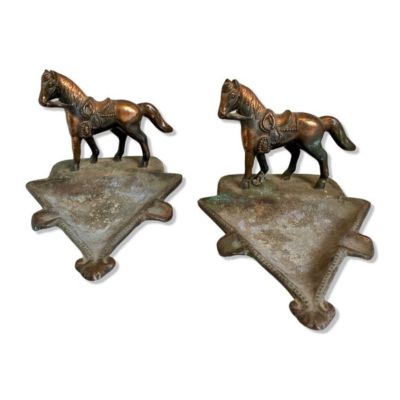 Vintage Copper Horse Ashtrays Set of 2 - Picture 1 of 11